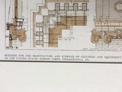 Marine Corps Storage Building, Philadelphia, PA, 1911, Original Hand Colored -
