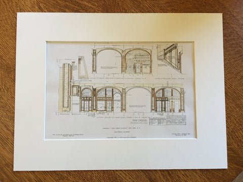Corridors, West Street Building, New York, 1907, Cass Gilbert, Original, Hand Colored