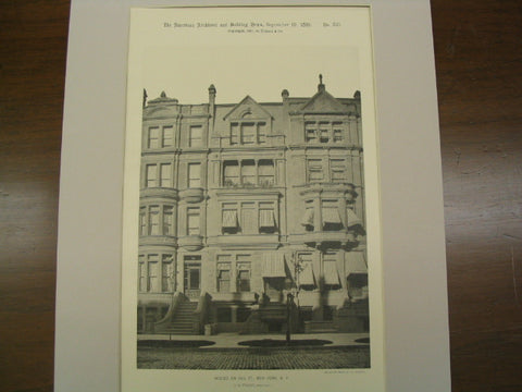 Houses on 86th St, New York, NY, 1891, J. G. Prague