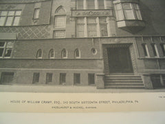 House of William Cramp on 242 South Sixteenth Street, Philadelphia, PA, 1895, Hazelhurst & Huckel
