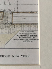 Manhattan Bridge, Arch & Colonnade, New York, 1912, Original Hand Colored -