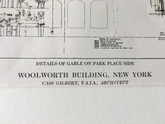 Woolworth Building, Park Place, New York, 1912, C Gilbert, Hand Colored Original -