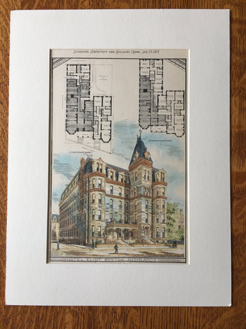 Hotel Eliot, Boston Highlands, Boston, MA, 1877, Original Hand Colored