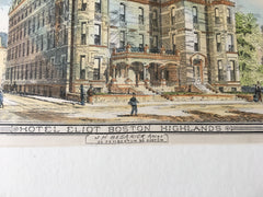 Hotel Eliot, Boston Highlands, Boston, MA, 1877, Original Hand Colored