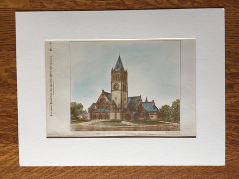 Elliot Church, Newton, MA, 1888, Hartwell & Richardson, Original Hand Colored