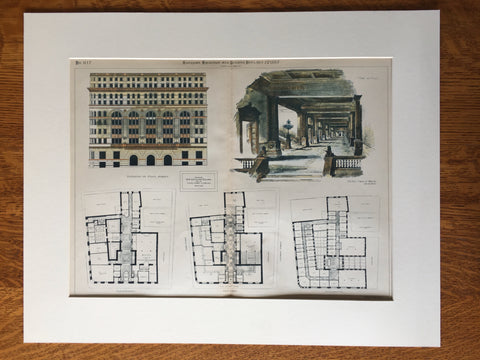 New Exchange Building, State Street, Boston, MA, 1887, Original Hand Colored