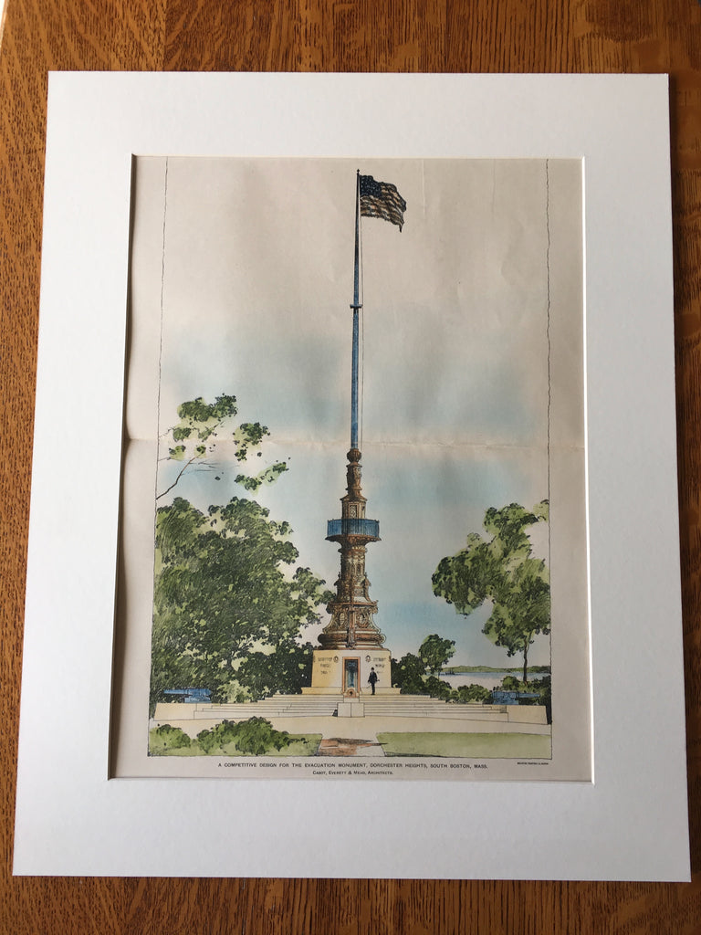 Evacuation Monument, Dorchester Heights, South Boston, MA, 1899, Cabot, Everett & Mead, Original Hand Colored