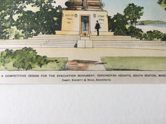 Evacuation Monument, Dorchester Heights, South Boston, MA, 1899, Cabot, Everett & Mead, Original Hand Colored