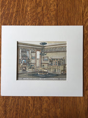 Dining Room, N H Emmon's House, Boston, MA, 1879, Original Hand Colored