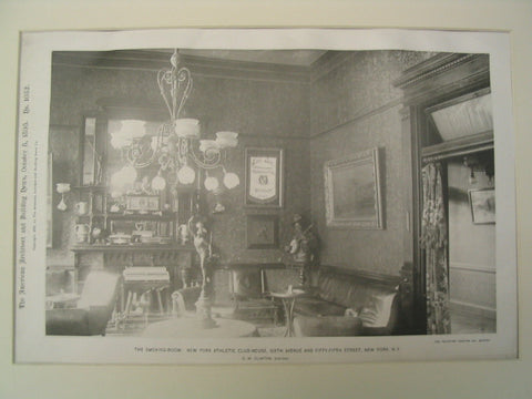 The Smoking-Room at the New York Athletic Club-House on 6th Ave. and 55th St., New York, NY, 1895, Wilson Eyre Jr.