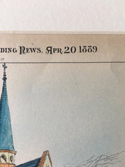 Mission Chapel for Emmanuel Church, Boston, MA, 1889, Rotch and Tilden, Original Hand Colored