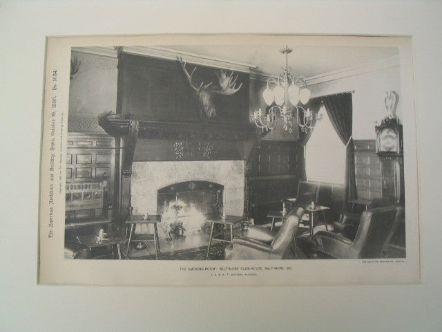 The Smoking-Room: Baltimore Club-House, Baltimore, MD, 1895, J. A. and W. T. Wilson