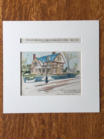 Henry Endicott House, Cambridge, MA, 1888, Chamberlin & Whidden, Original Hand Colored