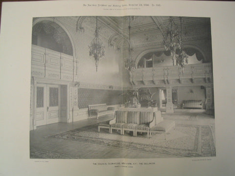 The Ball-Room of the Colonial Club-House, New York, NY, 1894, Henry F. Kilburn
