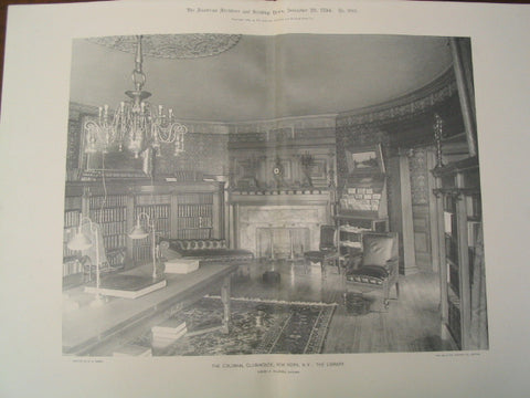 The Library of the Colonial Club-House, New York, NY, 1894, Henry F. Kilburn