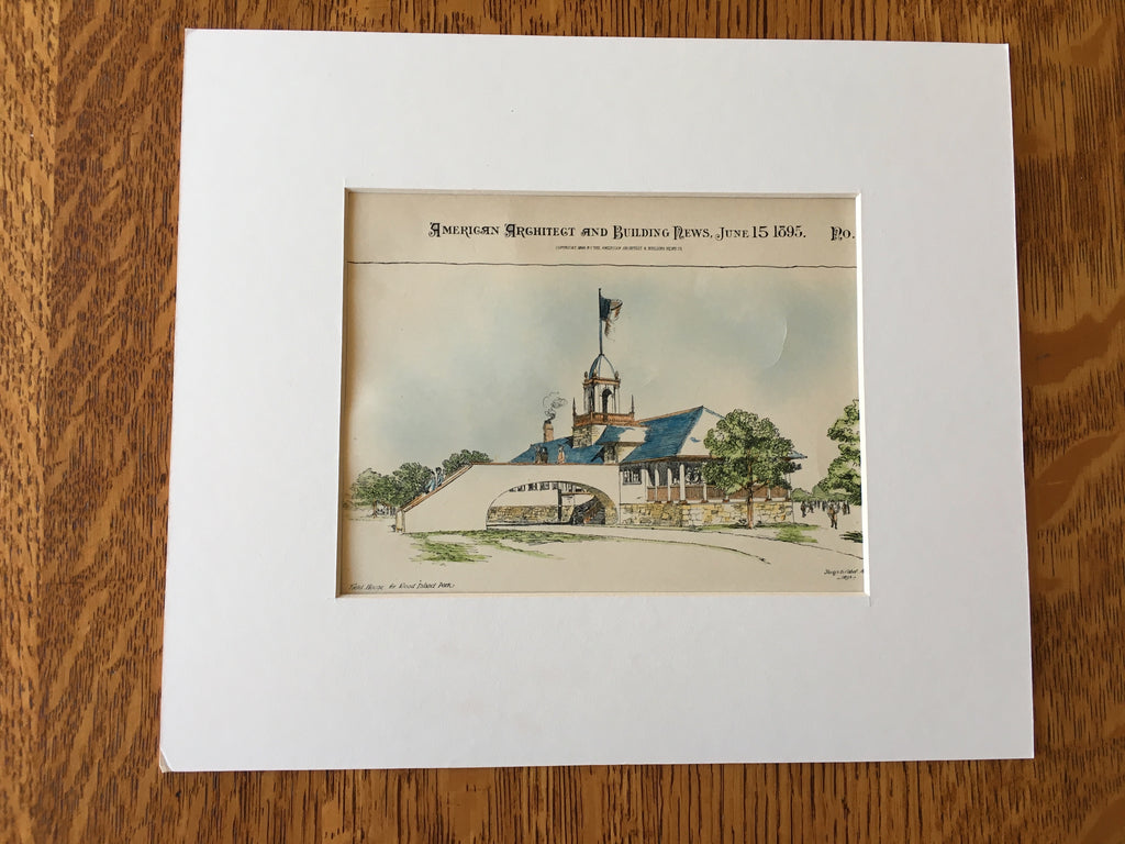 Field House, Wood Island Park, Boston, MA, 1895, Sturgis & Cabot, Original Hand Colored -