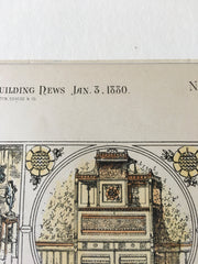 Furniture Designs, 8 Pemberton Square, Boston, MA, 1880, Original Hand Colored -