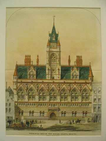 Premiated Design for Assize Courts, Bristol, England, UK, 1889, Godwin and Crisp