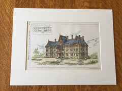 Felton Hall, Cambridge, MA, 1879, L Newcomb & Son, Original Hand Colored -