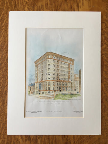 Ford Building, Ashburton & Bowdoin, Boston, MA, 1906, Original Hand Colored -