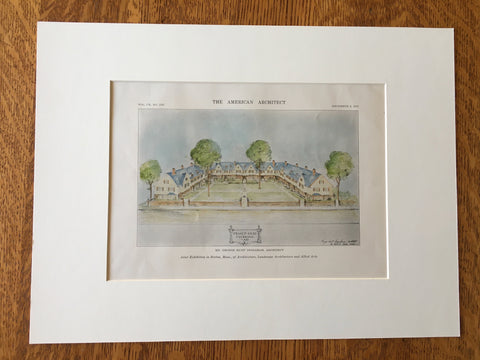 Francis Court, Cambridge, MA, 1916, George Hunt Ingraham, Original Hand Colored -