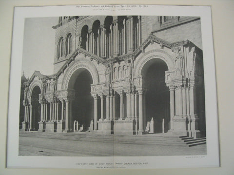 Southwest View of West Porch: Trinity Church, Boston, MA, 1898, Shepley, Rutan & Coolidge