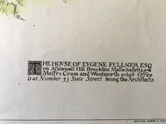 Eugene Fellner House, Brookline, MA, 1893, Cram & Wentworth, Original Hand Colored