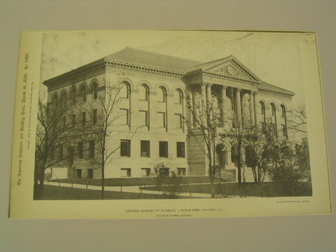Chicago Academy of Sciences, Lincoln Park, Chicago, IL, 1896, Patton & Fisher