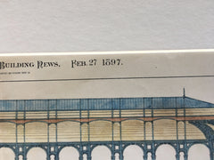 Fenway Garden, Elevation View, Boston, MA, 1897, Original Hand Colored