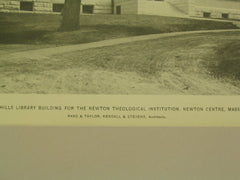 Hills Library Building for the Newton Theological Institution, Newton Centre, MA, 1896, Rand & Taylor, Kendall & Stevens