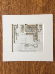 Reredos, St Pauls Catholic Church, Brooklyn, NY, 1914, Hand Colored Original -
