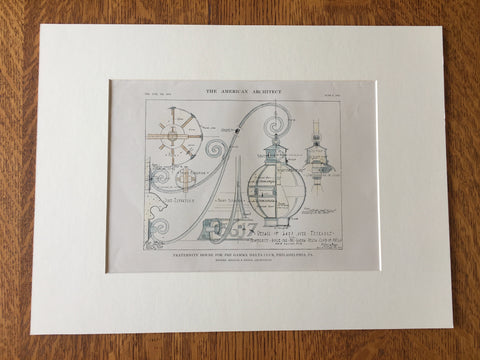 Phi Gamma Delta Club House, Philadelphia, PA, 1915, Hand Colored Original -