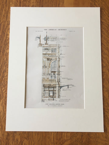Cort Theatre, Boston, MA, 1915, C H Blackall, Hand Colored Original -