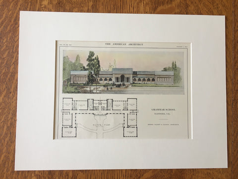 Grammar School, Glendora, CA, 1914, Allison & Allison, Hand Colored Original -
