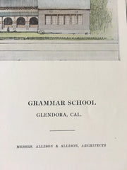 Grammar School, Glendora, CA, 1914, Allison & Allison, Hand Colored Original -