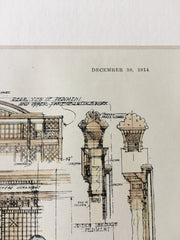 Garden Wall Marble & Lattice, Carrere and Hastings, 1914, Hand Colored Original -