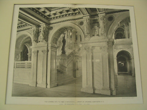 View Looking Into the Main Staircase-Hall: Library of Congress, Washington, DC, 1897, Smithmeyer, Pelz and Casey