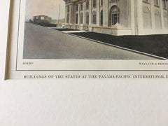 State Buildings, Panama Pacific International Expo, 1914, Hand Colored Original -