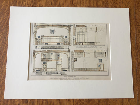 Recitation Bldg, Hall, Boston College, Newton, MA, 1914 Hand Colored Original -