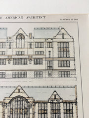 Recitation Building of Boston College, Newton, MA, 1914, Hand Colored Original -