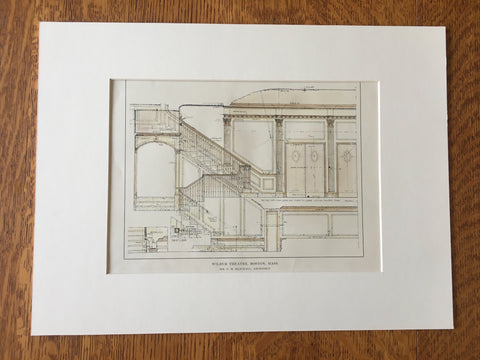 Wilbur Theatre, Interior, Boston, MA, 1914, C H Blackall, Hand Colored Original -