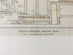 Wilbur Theatre, Interior, Boston, MA, 1914, C H Blackall, Hand Colored Original -