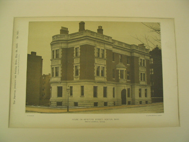 House on Hereford Street, Boston, MA, 1888, Shaw & Hunnewell