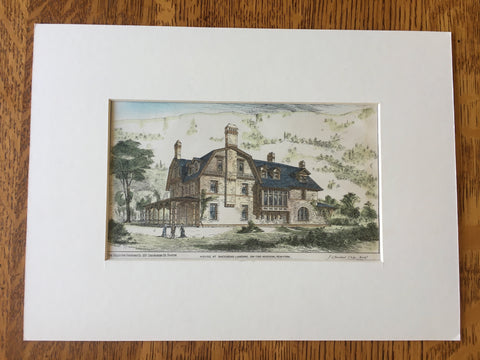 House, Sneedens Landing on the Hudson, NY, 1878, Original Hand Colored -