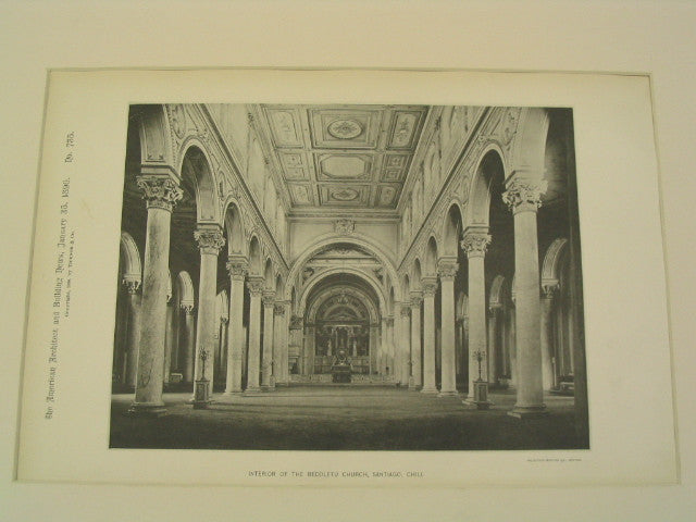 Interior of the Recoletu [sic] Church, Santiago, Chile, LAM, 1890