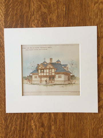 Stable, Leo Bloch, Portsmouth Terrace Rochester, NY, 1892, Original Hand Colored -