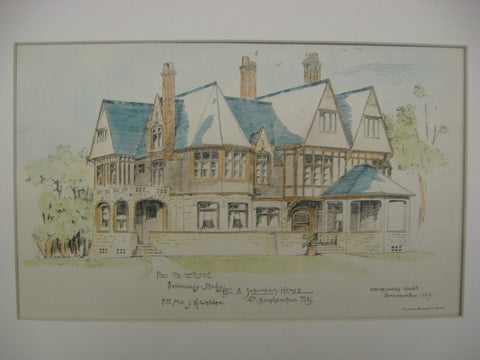 Suburban House for J. K. Welden, Binghamton, NY, 1892, A. W. Reynolds
