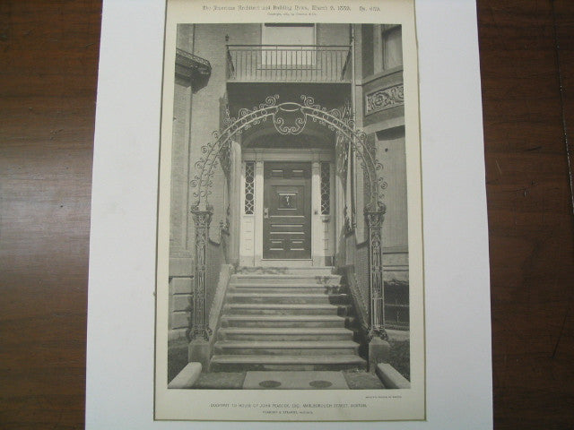 Doorway to House of John Peabody, Esq., Boston, MA, 1889, Peabody and Stearns