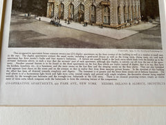 Cooperative Apartments, 925 Park Ave, New York, NY, 1909, Hand Colored Original -