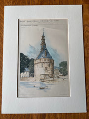 Hoofdtoren, Hoorn, Holland, Netherlands, 1891, Hand Colored Original -